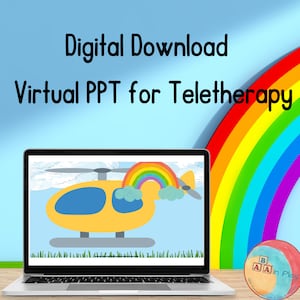 Up, Up, and Away Happy Helicopter Virtual Teletherapy Slideshow, Speech Therapy, ABA Therapy