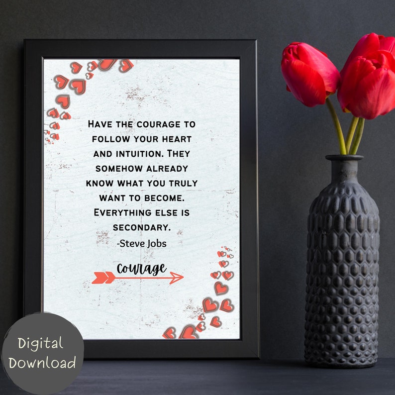 Steve Jobs Inspirational Printable Wall Art Follow Your Heart Wall Art Steve Jobs Inspirational Printable Wall Art Follow Your Heart Wall Art
