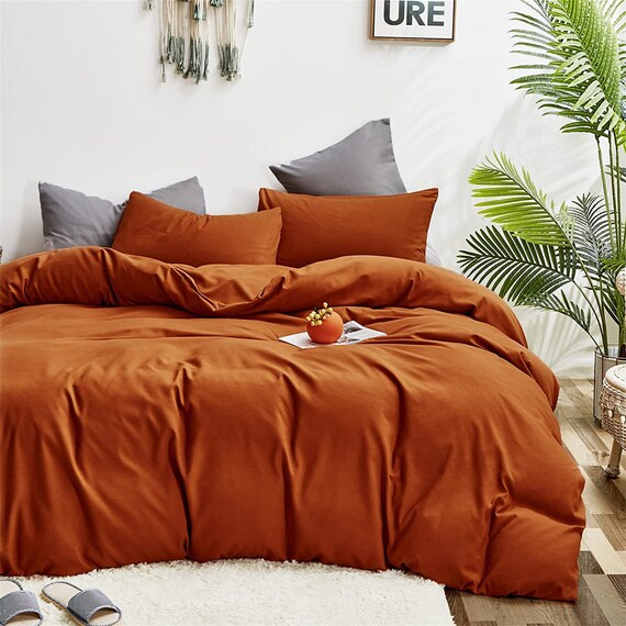 Burnt Orange Quilt Set Medium Size Double Bed Rusted Bedding Etsy