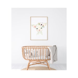 Nursery Farm Animal Prints, Floral Lamb PRINTABLE  DIGITAL DOWNLOAD Baby Room Kids Posters