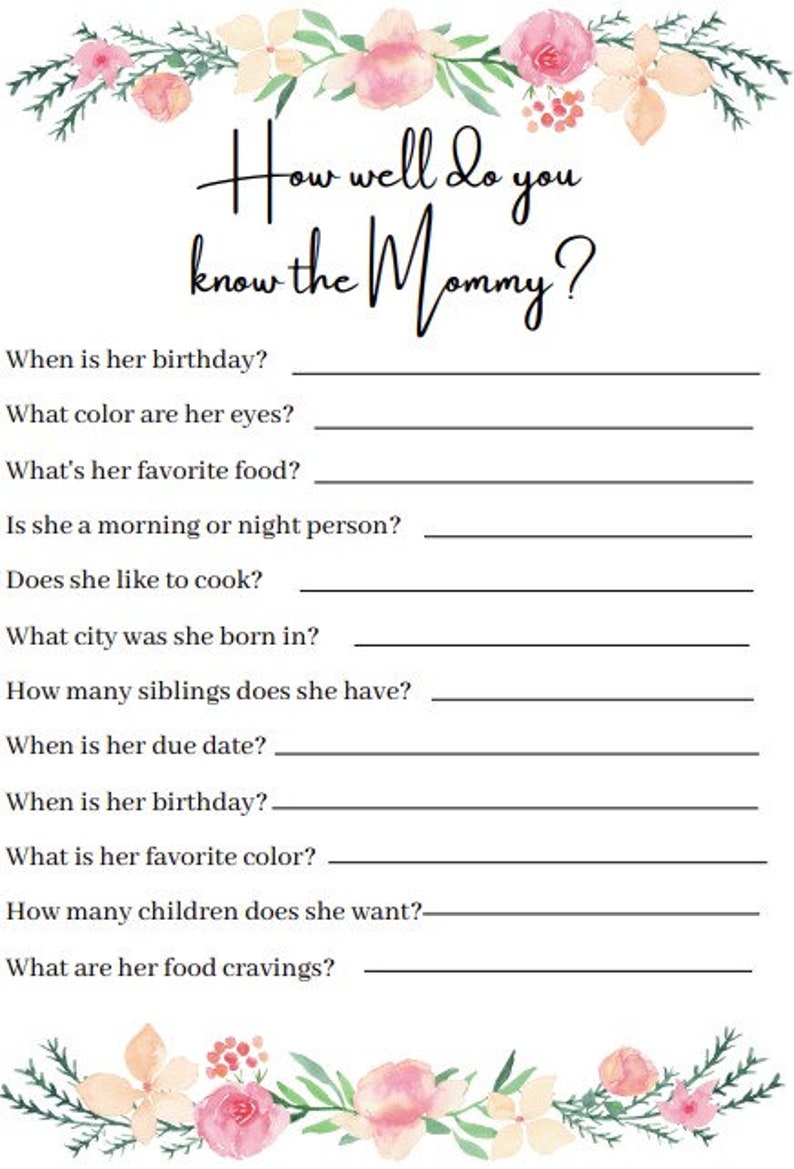 Pink Floral Baby Shower Games Printable, Baby Shower Games Bundle, Baby