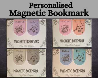 Personalised magnetic bookmark, page saver, book gifts, book lovers, reading accessories, bookish gifts, gift ideas, flower,butterfly design