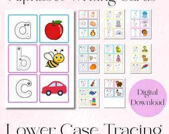 Lowercase Alphabet Tracing Cards, A-Z Handwriting Practice (Digital Download)