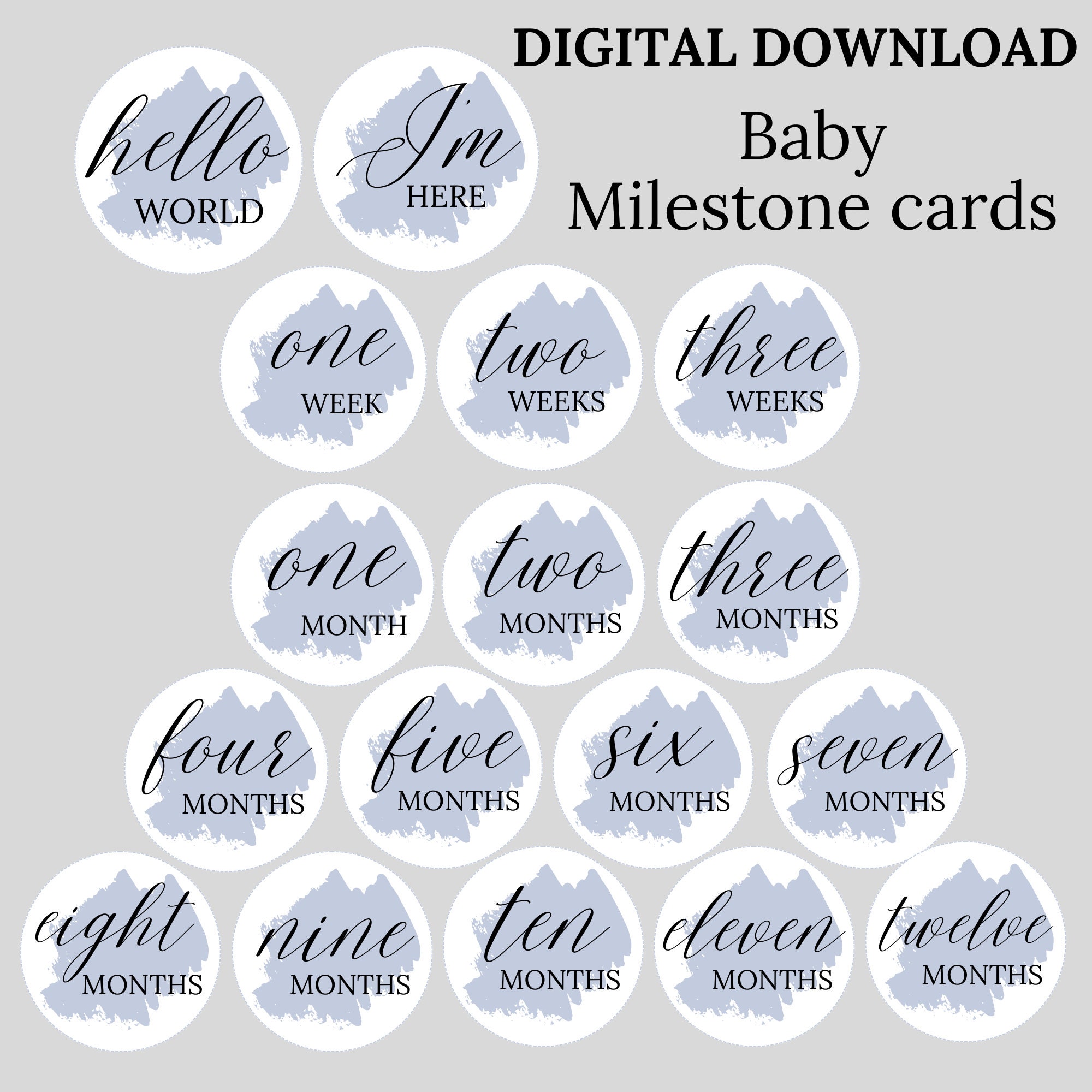 Blue Baby Milestone Cards, Photo Props (digital Download) - Etsy