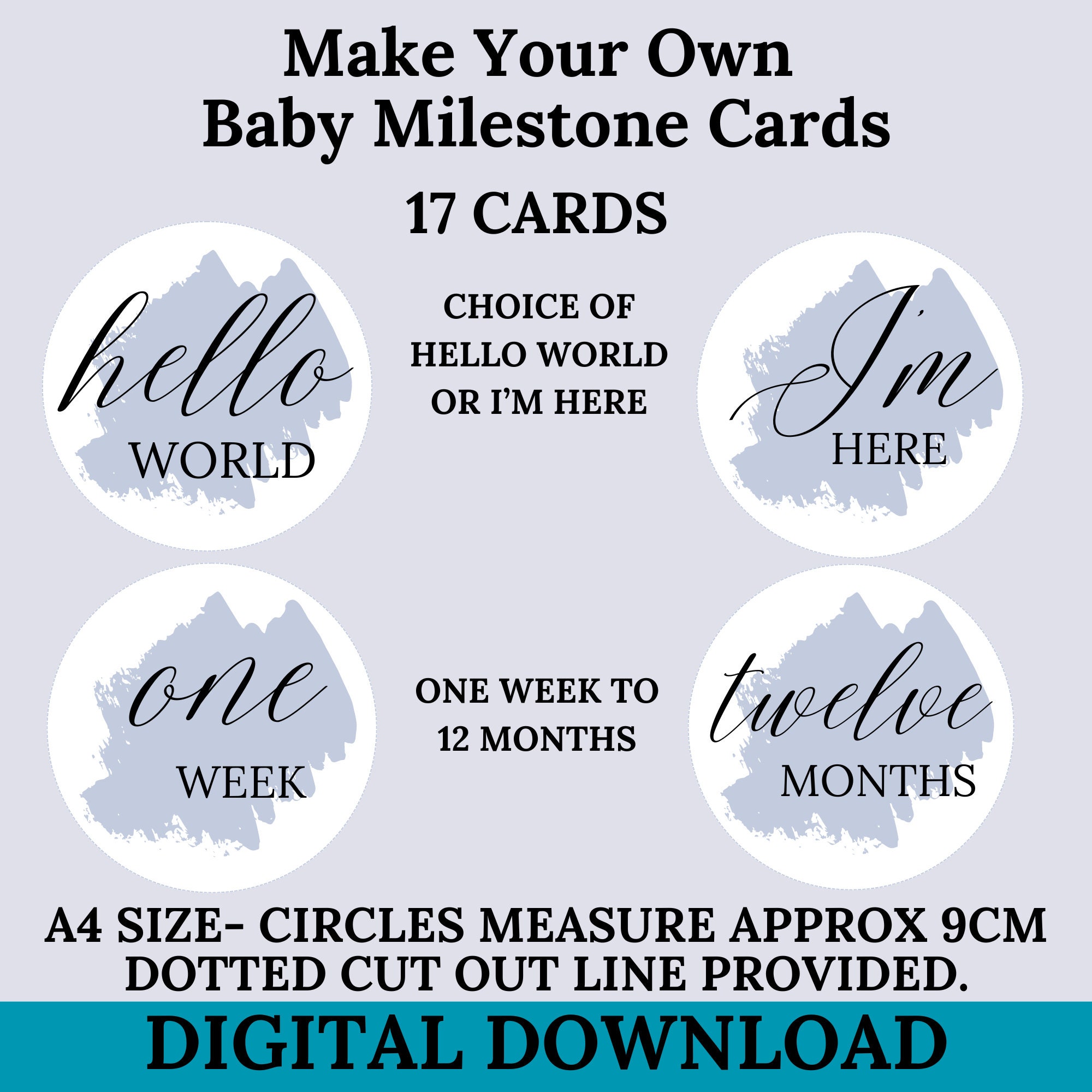 Blue Baby Milestone Cards, Photo Props (digital Download) - Etsy