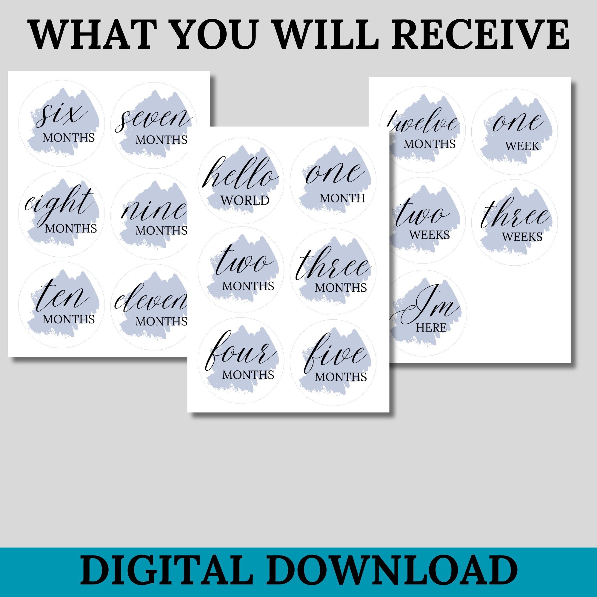 Blue Baby Milestone Cards, Photo Props (digital Download) - Etsy