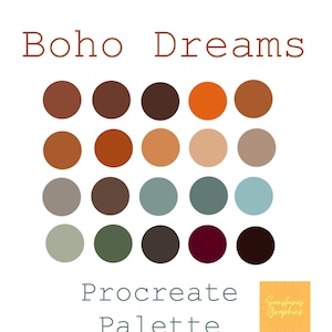 Boho Dreams Procreate Color Palette, Procreate Swatches, 20 Color Swatches, Boho Colors, iPad Illustration