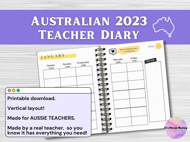 Australian 2023 Teacher Diary Teacher Planner Etsy Australia