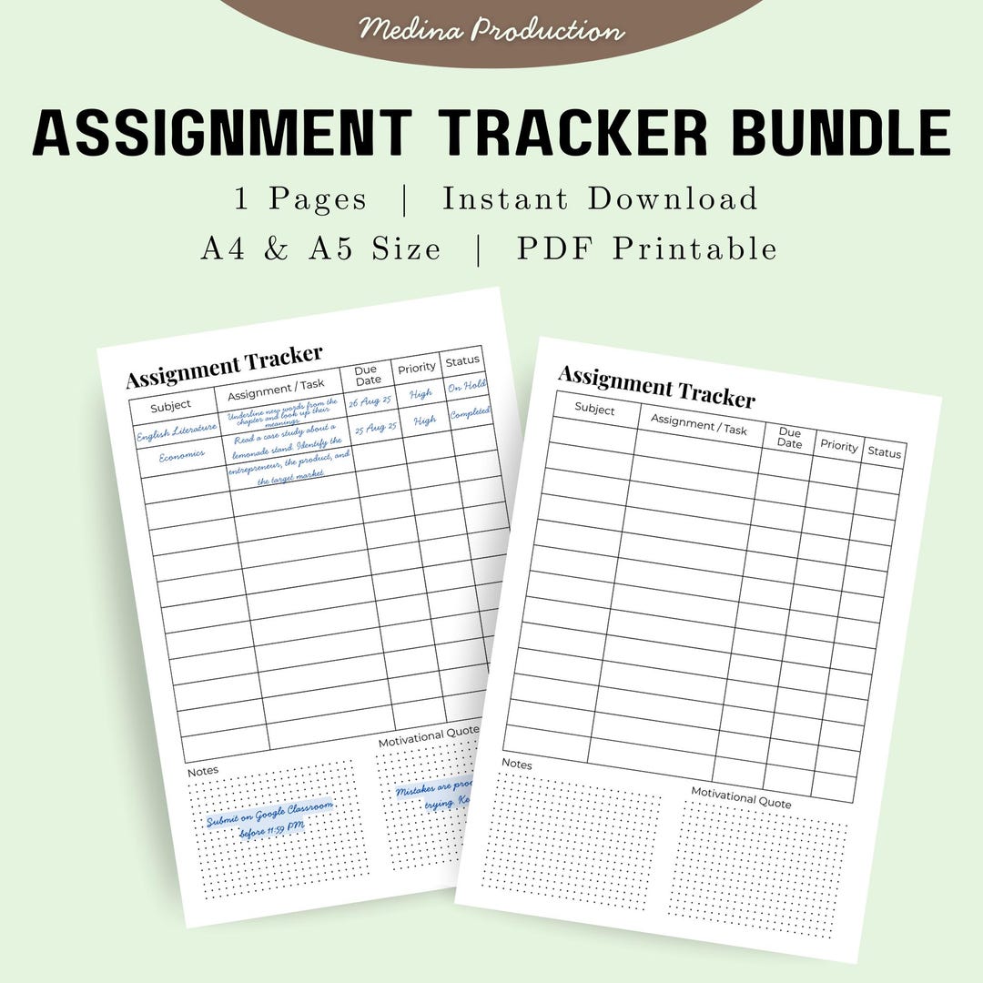 Assignment Tracker Bundle | Student Planner | Homework Organizer ...