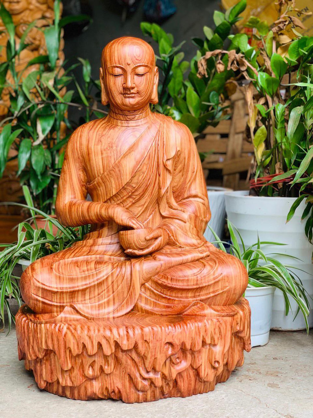 The Wooden Sitting Buddha Statue Etsy