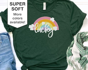 Rainbow Shamrock St. Patrick's Day Tee, Lucky Irish Shirt