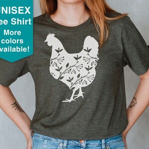 Floral Chicken Shirt for Chicken Mama, Chicken Shirt, Farm Shirt, Chicken Lover Shirt, Women’s Chicken Shirt, Farm Tees, Gift for poulterer