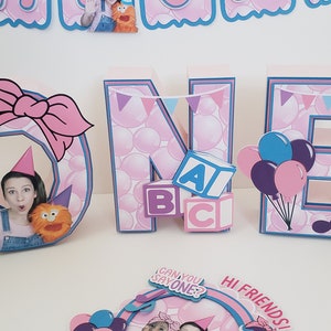 Mevrouw Rachel Thema EEN TWEE 3D-letters, mevrouw Rachel verjaardagsdecor, roze en blauwe verjaardagsfeestje juffrouw Rachel, 3D-letter