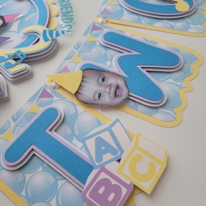 Ms. Rachel Birthday High Chair Banner: Custom Photo, ONE or TWO, Pastel Colors