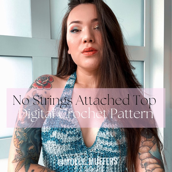 No Strings Attached Top Digital PDF Crochet Pattern - Halter Style Bralette