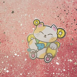 Chibi Lucky Kitty Sticker | Waterproof Kawaii Laptop Sticker