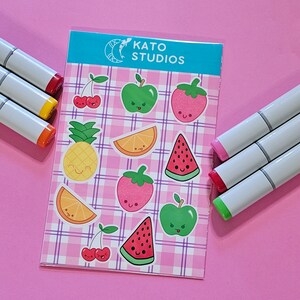 Kawaii Summer Fruit Sticker Sheet | Cute Chibi Bullet Journal Stickers