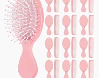 24pc Wholesale Pink Mini Hair Brushes and Hair combs / travel size Hair Brushes / Gift Bag Accessories