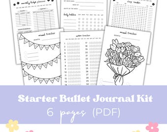 Wydrukowany Bullet Journal, Zestaw Bullet Journal, Zestaw startowy BUJO, Zestaw Bullet Journal, Materiały do druku Bullet Journal, Trackery BUJO