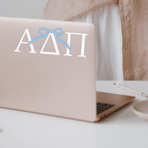 Custom Sorority Decal with Bow | Greek Letters Vinyl Sticker | Sorority Gift | Bid Day Gift | Big Little Gift | Laptop Water Bottle Sticker