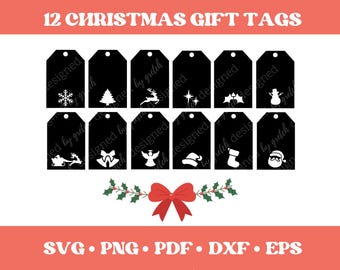 Christmas Gift Tags SVG, Christmas Gift Label SVG, Christmas Tags SVG, Holiday Gift Tag, Cricut Silhouette Cut File, Laser File