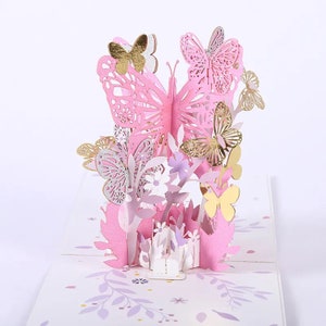 Carte de voeux 3D POPUP avec papillon - Cadeau pour elle, vacances, anniversaire, carte d'amitié, fabriquée à la main