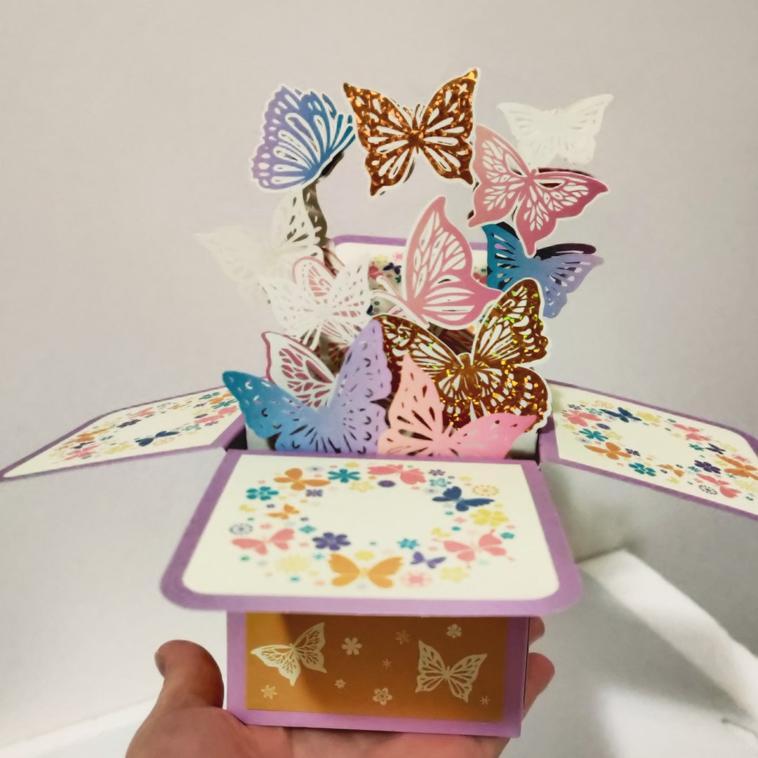 3D Butterfly Pop up Card: Handcrafted Laser Cut Greeting - Etsy