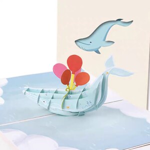 Carte pop-up de voeux animal - dinosaure, baleine, cartes d'anniversaire, amusantes, carte pour enfants, faite main