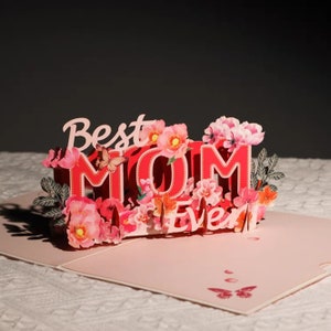 Carte pop-up fête des mères - Je t'aime, maman, fait main, cadeau pour elle