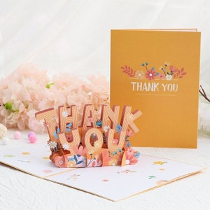 Carte de voeux pop-up de remerciement - appréciation, gratitude, faite main