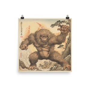 Primeape Ukiyo-e Poster, Pokémon-Inspired Art, Matte Print - Unique Gift, Collector&#39;s Piece