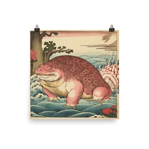 Slowbro Ukiyo-e Poster, Pokémon-Inspired Matte Print - Unique Gift for Collectors