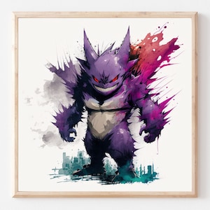 Mega Gengar Pokemon Watercolour A4 Print