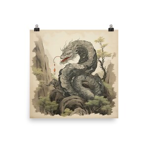 Onix Ukiyo-e Poster, Pokémon-Inspired Art, Matte Print - Unique Gift, Collector&#39;s Piece
