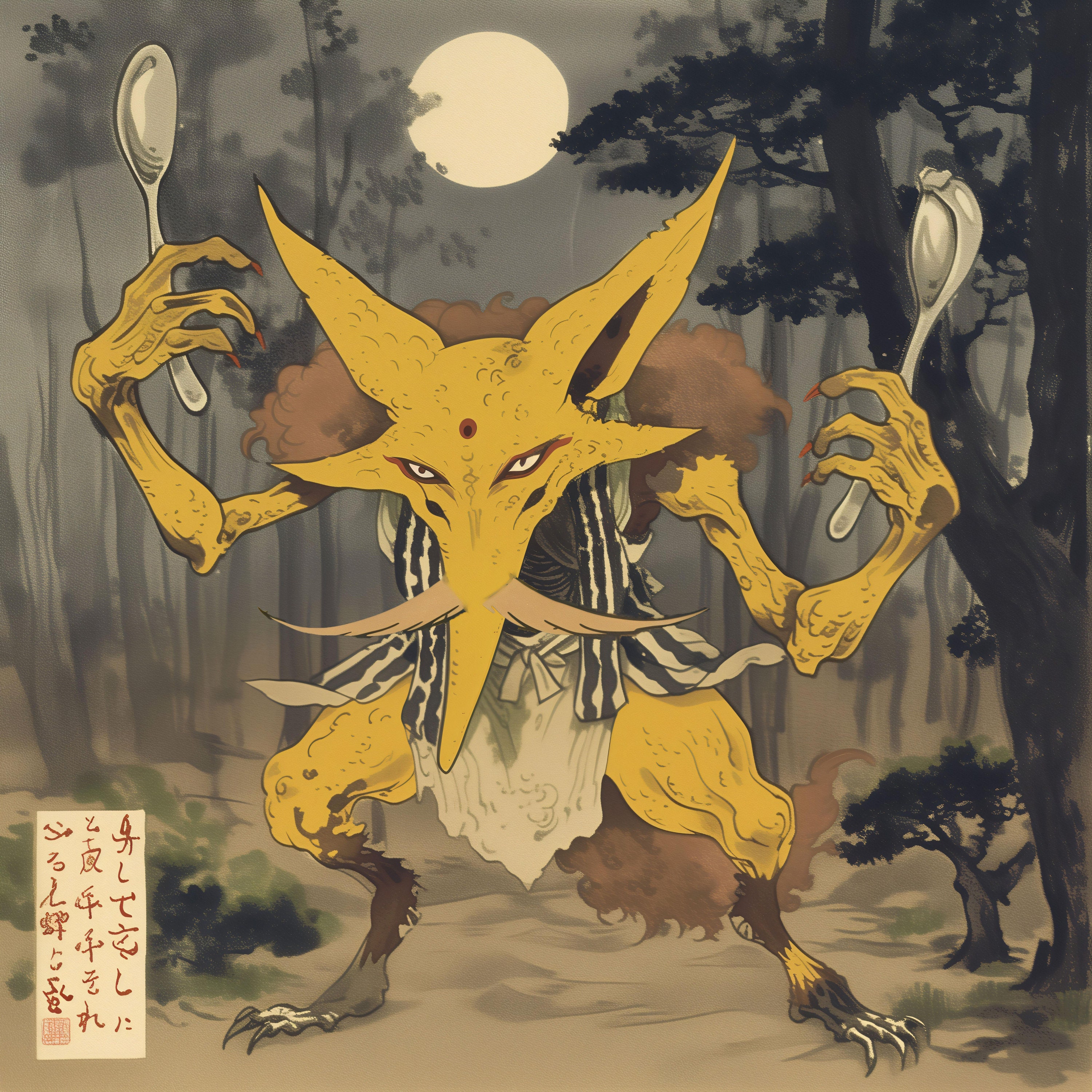 Alakazam Pokemon Wall Art - DOWNLOAD, Vintage Ukiyo-e Style