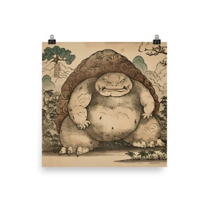 Golem Ukiyo-e Poster, Pokémon-Inspired Art, Matte Print - Unique Gift, Collector&#39;s Piece