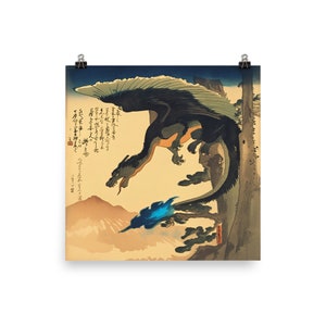 Glurak im Ukiyo-e Stil Poster, Matte Finish Print, japanisch inspirierte Pokémon Kunst