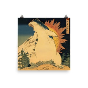 Poster Typhlosion in stile Ukiyo-e, stampa con finitura opaca, arte Pokémon ispirata alla xilografia Ukiyo-e per i fan