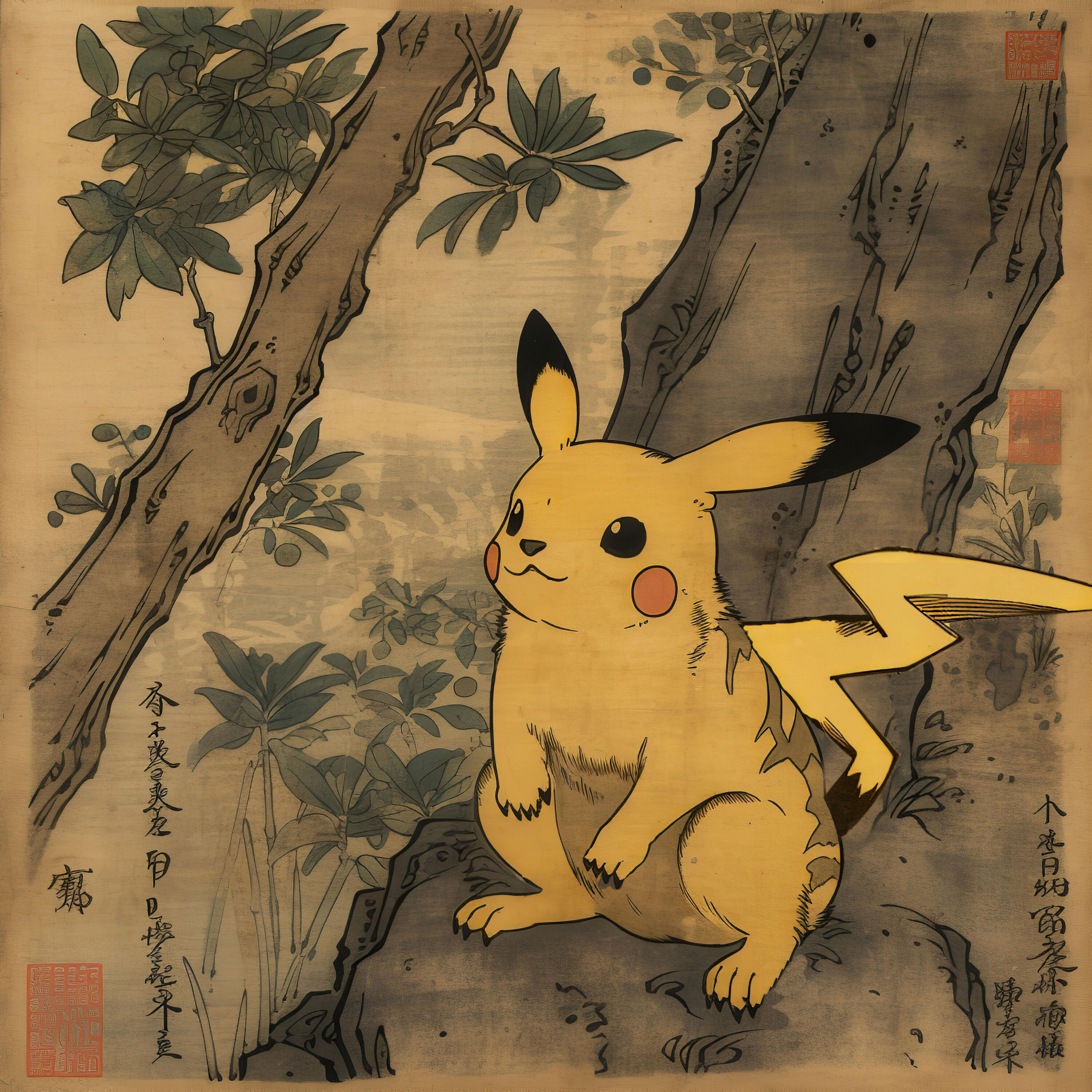 ピカチュウとライチュウ ポケモン ウォール アート プリント