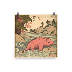 Slowpoke Ukiyo-e Poster, Pokémon-Inspired Matte Art Print - Unique Gift for Collectors