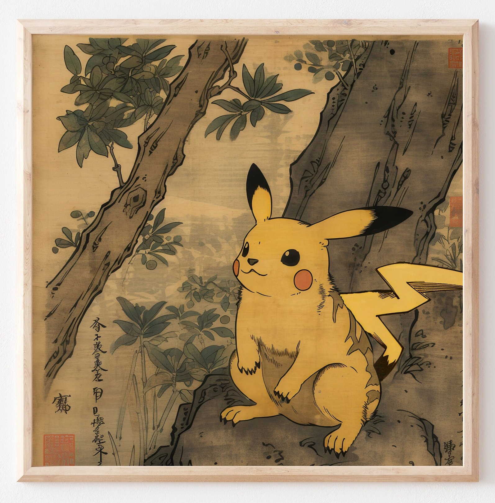 ピカチュウの浮世絵 ピカチュウ ポケモン ウォール アート - ダウンロードのみ