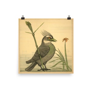 Farfetch'd Pokemon Matte Wall Print - Vintage Ukiyo-e Woodblock-stijl | Pokemon geïnspireerde faux antieke houtsnede kunst aan de muur