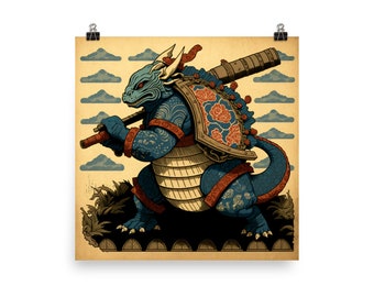 浮世絵風リザードンポスター、マット仕上げプリント、日本風ポケモン