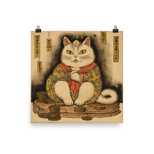 Meowth Ukiyo-e Poster, Pokémon-Inspired Matte Art Print - Unique Gift for Collectors