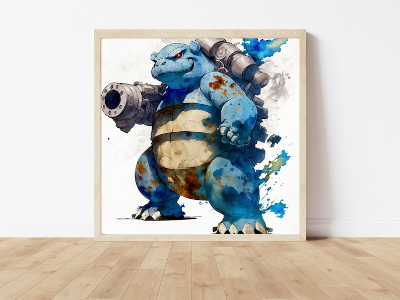 Blastoise Printable Wall Art, Pokemon Decor DOWNLOAD Blastoise inspired watercolor-style digital print PRINTABLE Art, Instant Download image 3