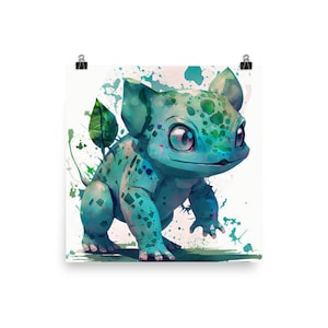 Póster de Bulbasaur - Impresión de acabado mate estilo acuarela