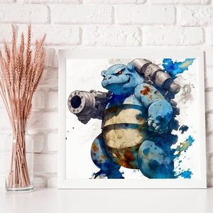 Blastoise Printable Wall Art, Pokemon Decor DOWNLOAD Blastoise inspired watercolor-style digital print PRINTABLE Art, Instant Download image 7