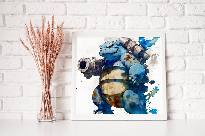 Blastoise Printable Wall Art, Pokemon Decor DOWNLOAD Blastoise inspired watercolor-style digital print PRINTABLE Art, Instant Download image 7