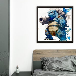 Blastoise Printable Wall Art, Pokemon Decor DOWNLOAD Blastoise inspired watercolor-style digital print PRINTABLE Art, Instant Download image 4