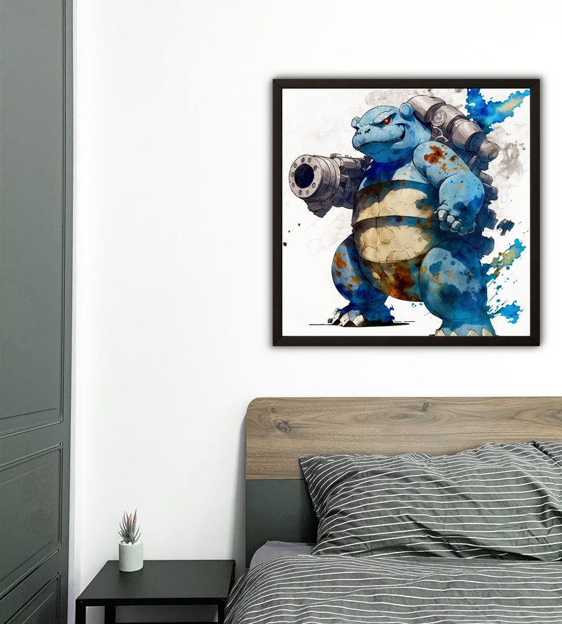 Blastoise Printable Wall Art, Pokemon Decor DOWNLOAD Blastoise inspired watercolor-style digital print PRINTABLE Art, Instant Download image 4